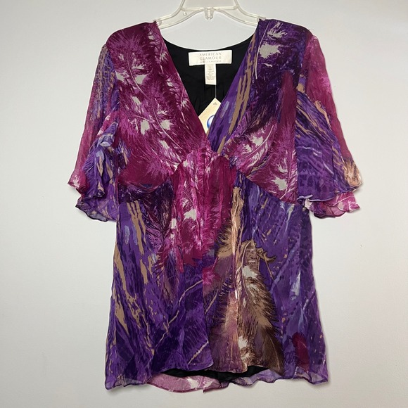 AMERICAN GLAMOUR BADGLEY MISCHKA Tops - AMERICAN GLAMOUR BADGLEY‎ MISCHKA Babydoll Silk Tunic Top Large Dark Fairy Y2K